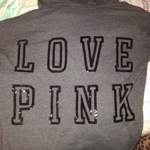 Gray sequined Pink Boyfriend Sweatshirt